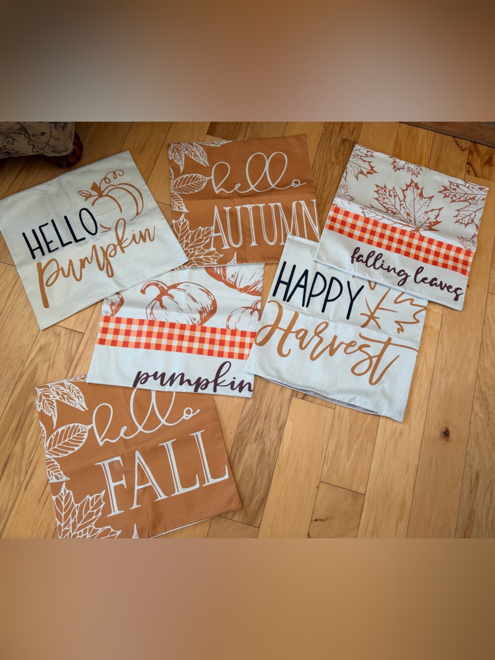6-Pillow Covers 🍁🎃Festive Fall/Harvest/Pumpkin (set of 6)18x18in NWOT